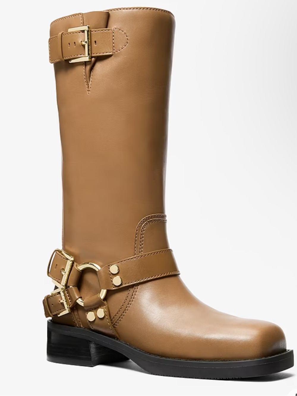 Michael Kors Crosby moto Leather Boots-Husk